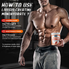 One 5g serving scoop of LIVEGIS Creatine Monohydrate