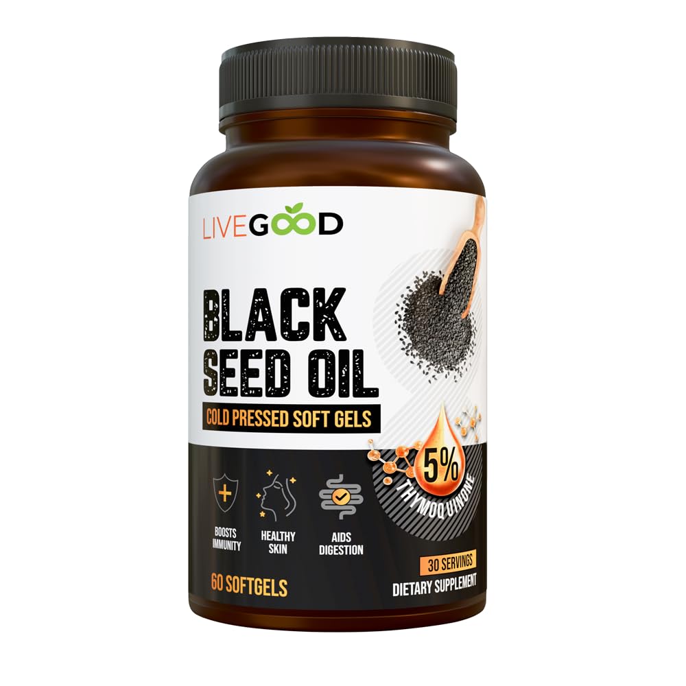LIVEGOOD Black Seed Oil Capsules bottle front view