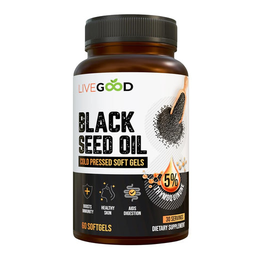 LIVEGOOD Black Seed Oil Capsules bottle front view