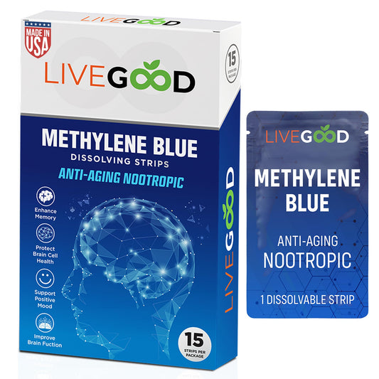 LIVEGOOD Methylene Blue packaging front with 15 strips