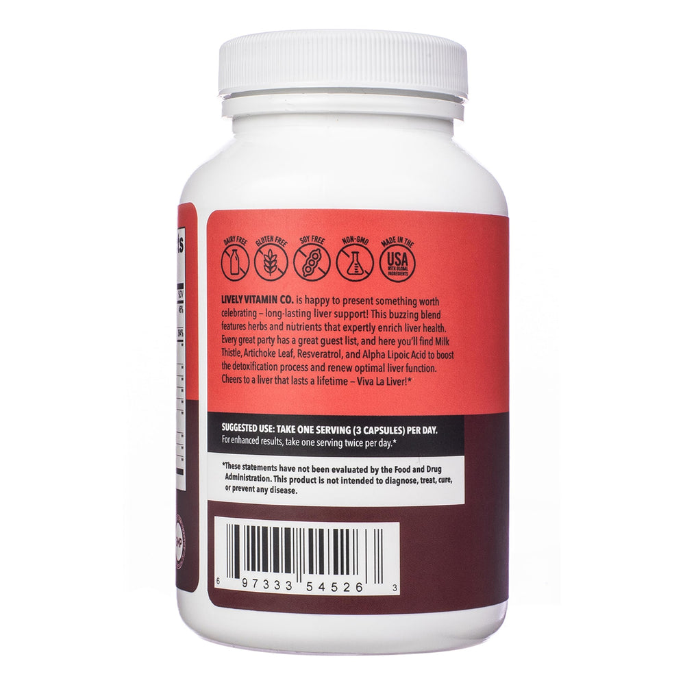 Close-up of Viva La Liver bottle label