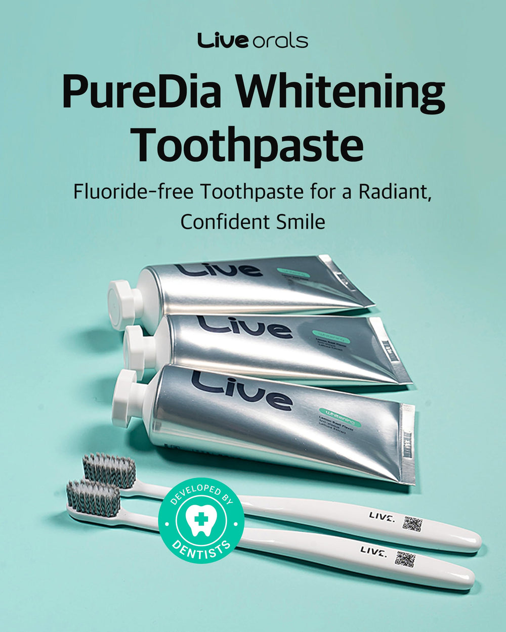 Tube of LiveOrals Whitening Toothpaste 80g 3-pack