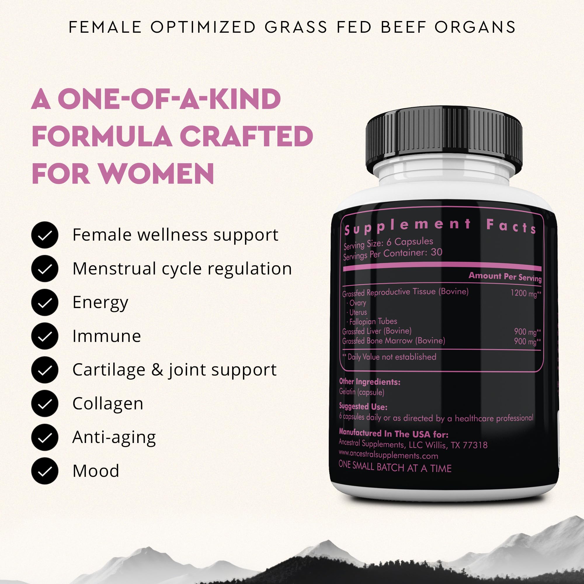 Liver, bone marrow and heart organ capsules for women