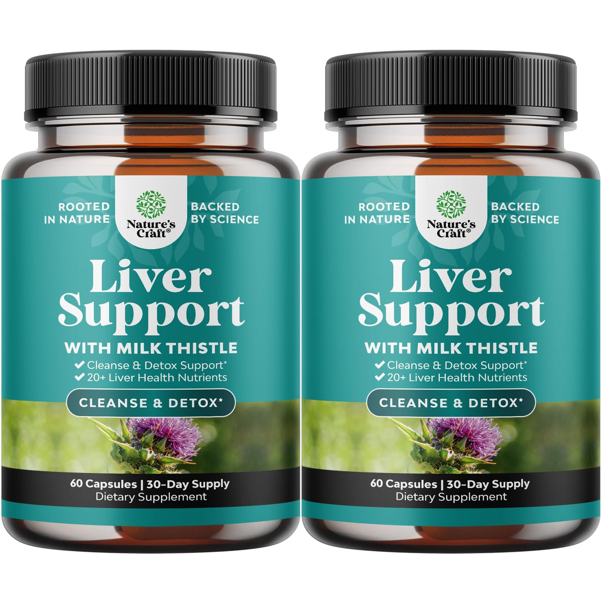 Liver cleanse detox 2-pack bottle with milk thistle capsules