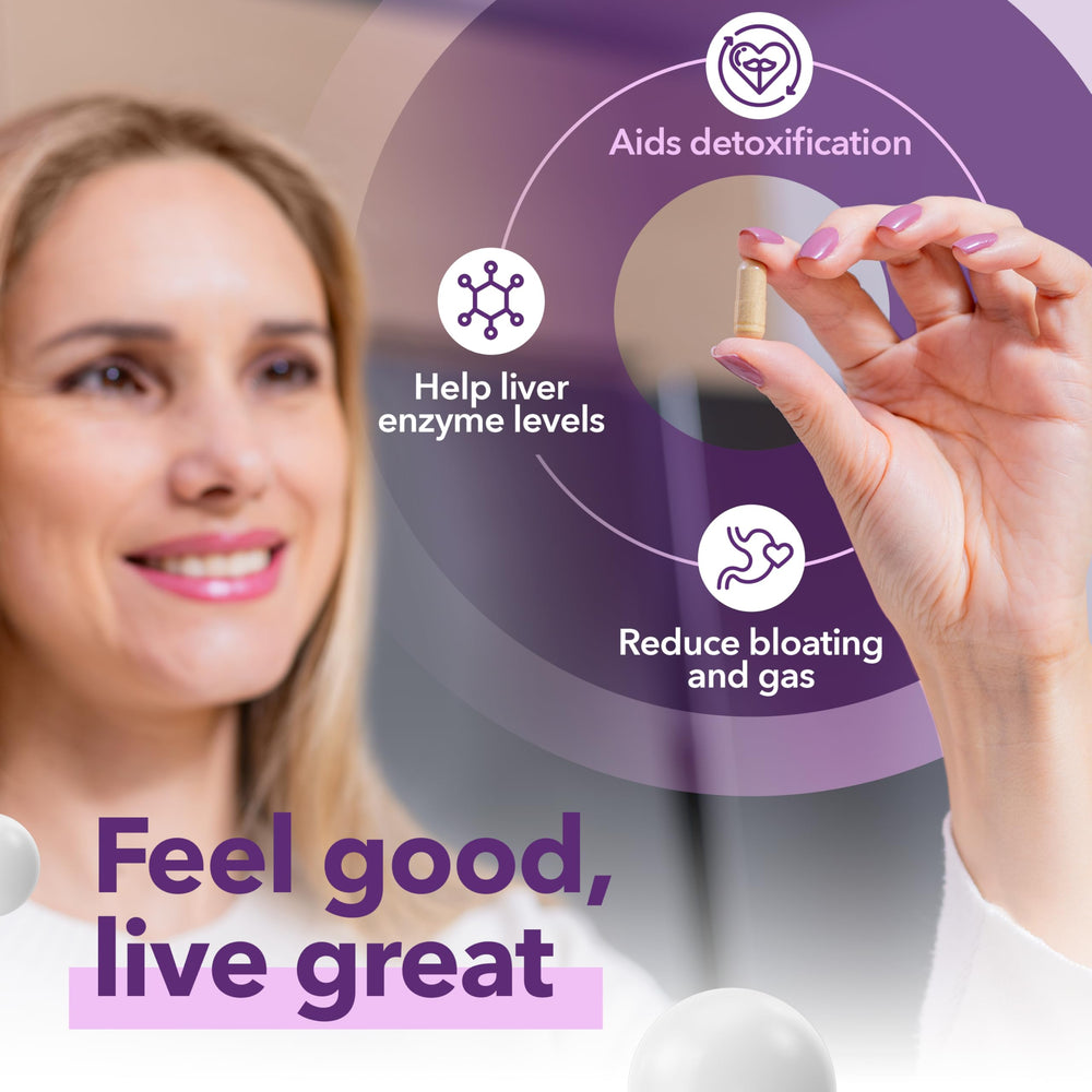 Close-up of bottle label for 28-in-1 liver health formula