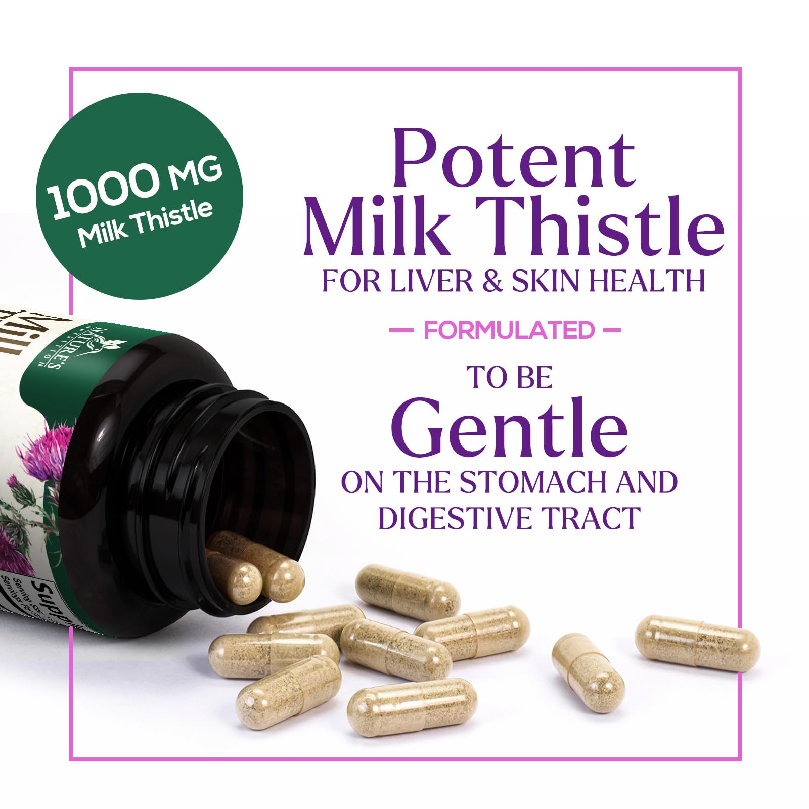 60 capsules bottle for milk thistle supplement