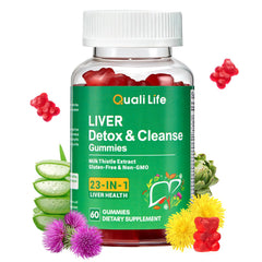 Liver Detox Gummies bottle with 60 mixed-fruit gummies