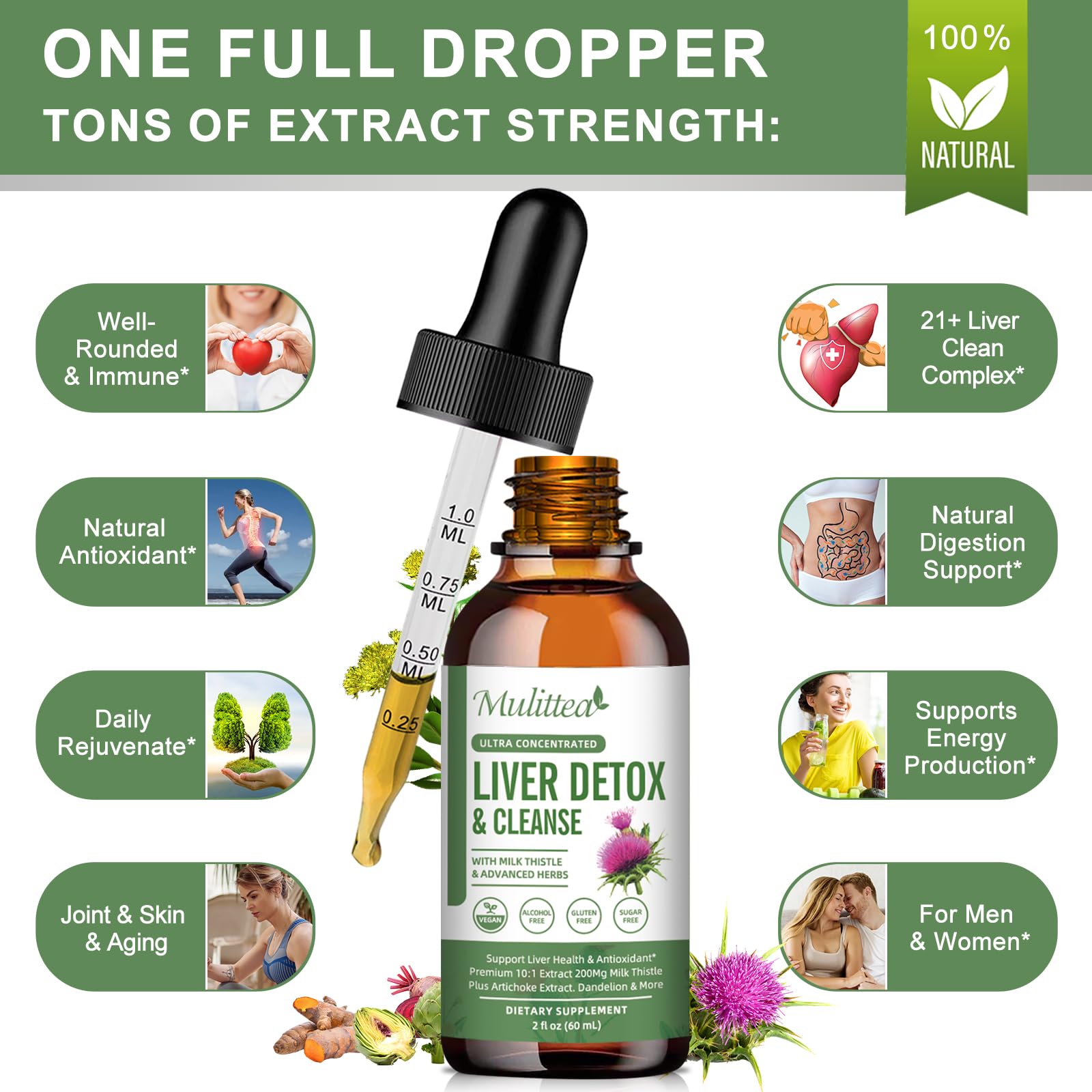 Dropper dispensing liver health liquid