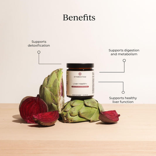 Liver Health+ capsules beside the bottle