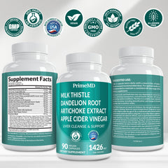Capsules showing ingredients including milk thistle, artichoke, beetroot