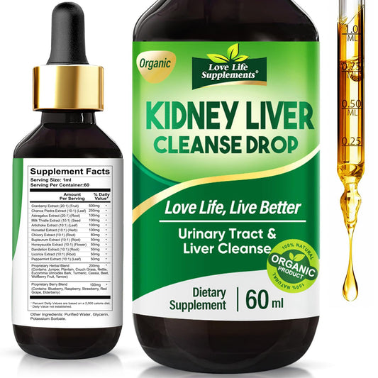 Love Life Liver Support Drops bottle on white background