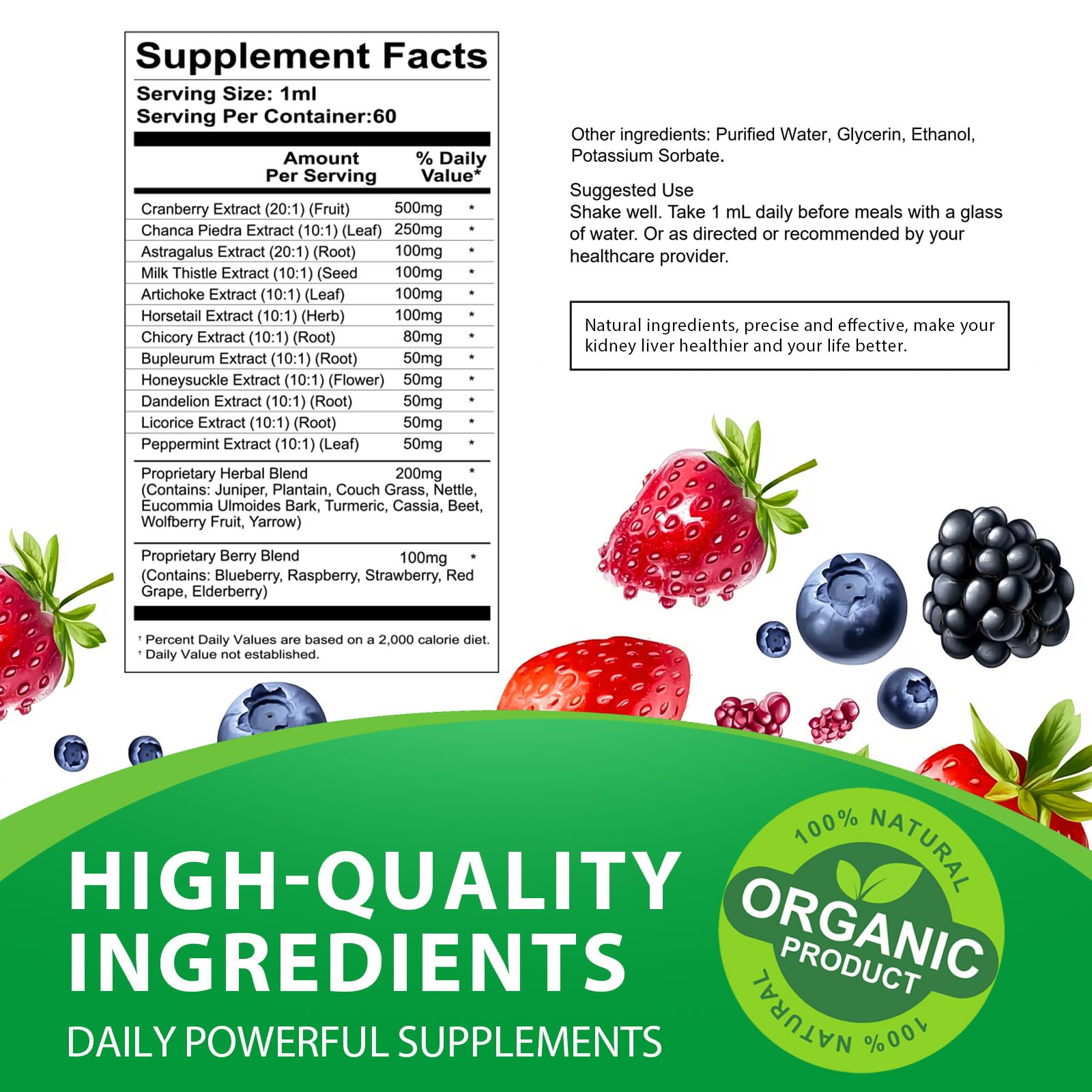 Liquid drops ready for sublingual absorption