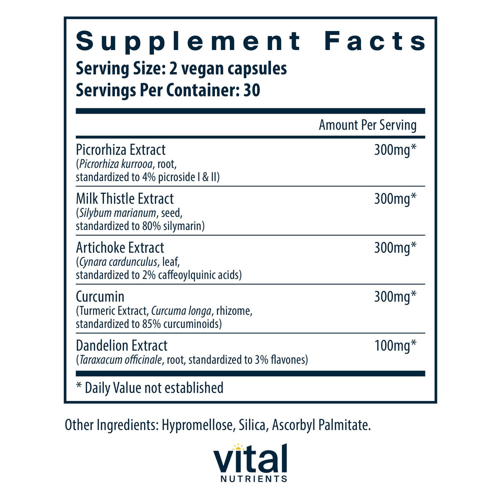 Herbal blend with Milk Thistle, Picrorhiza, Artichoke, Turmeric and Dandelion root