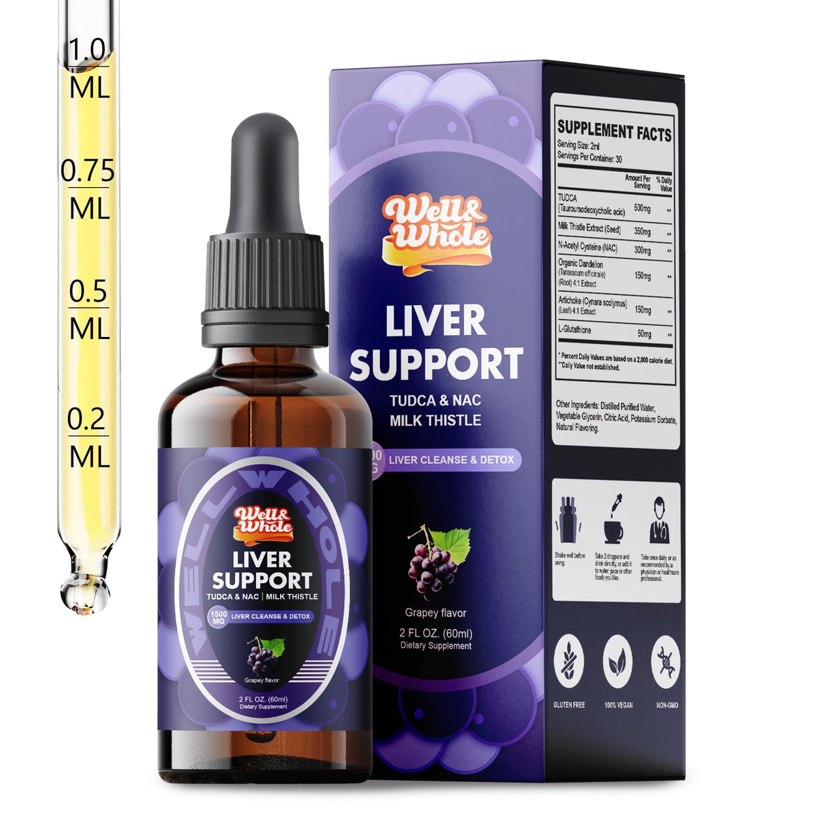 Front view of Liver Support Liquid Drops bottle