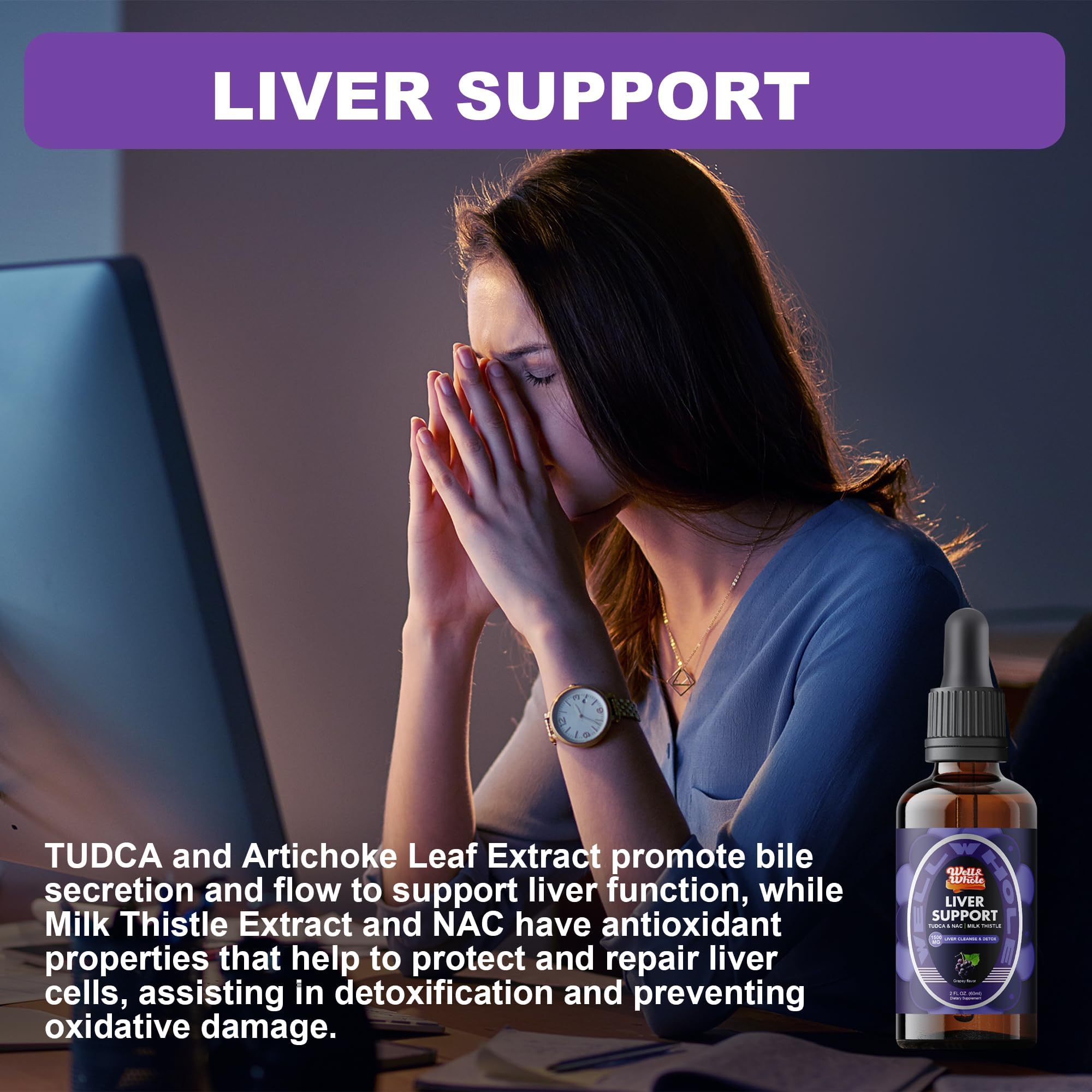 Side view of Liver Support Liquid Drops bottle