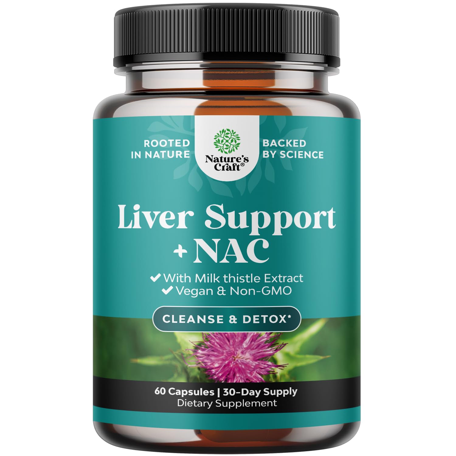NAC Liver Support bottle front view with 60 capsules