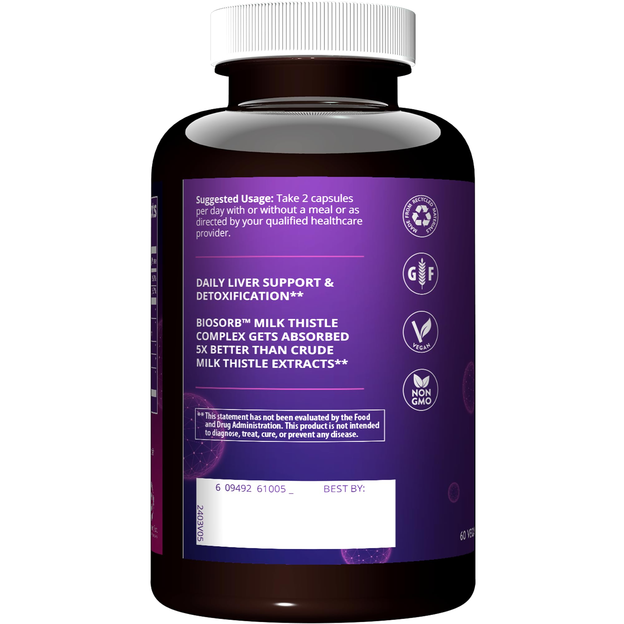 MRM Nutrition Liver X BIOSORB Milk Thistle Complex and antioxidants ingredients