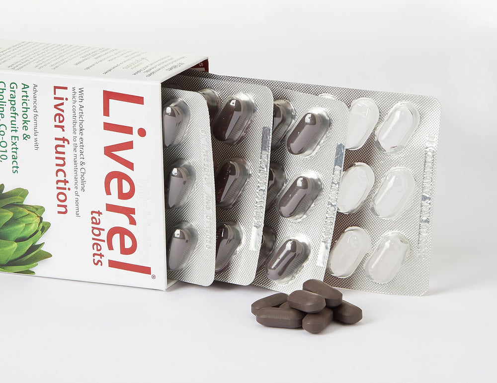 Liverel bottle back label with ingredients