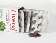 Liverel bottle back label with ingredients