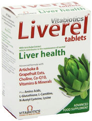 Product shot of Liverel packaging and bottle