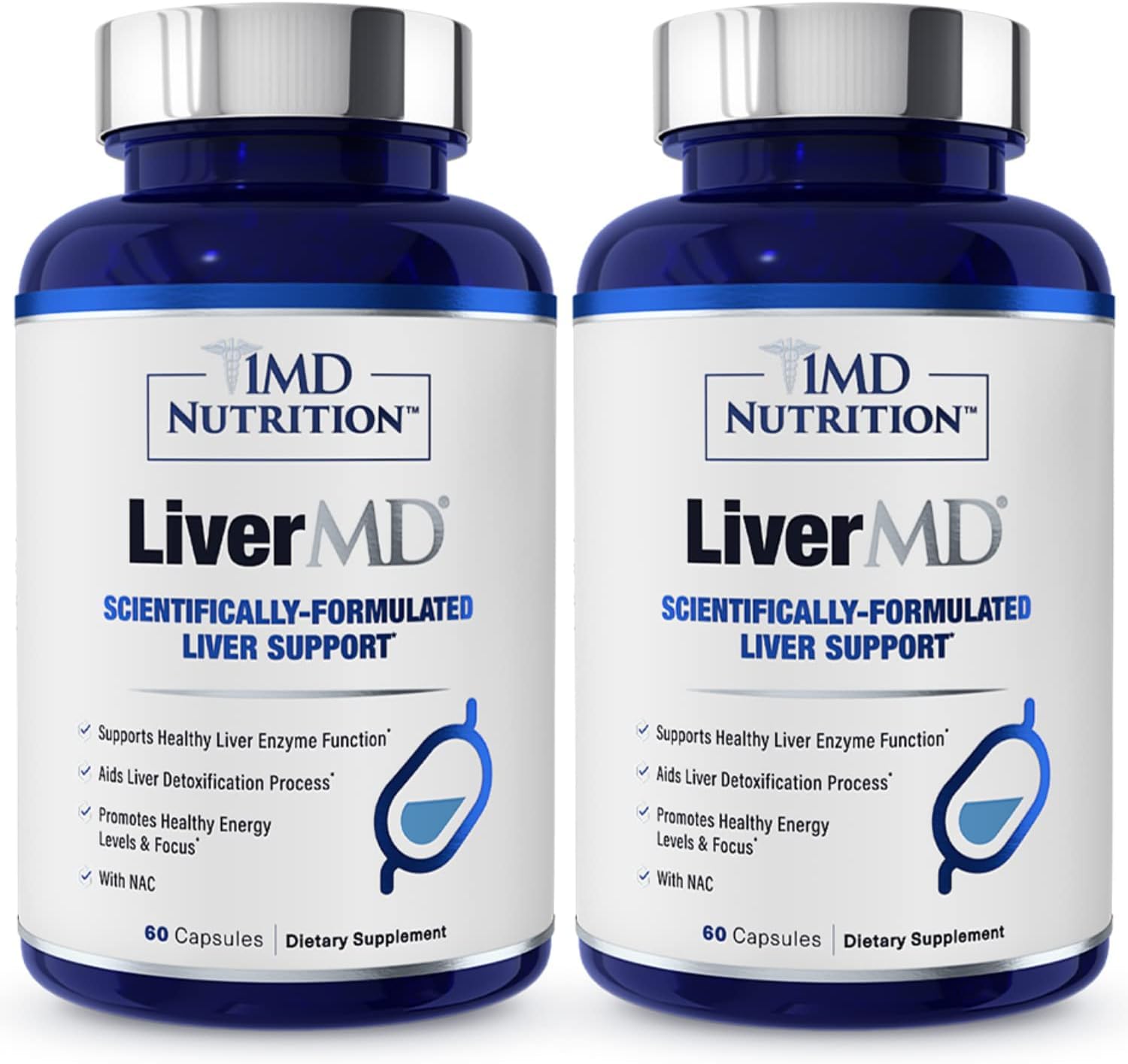 1MD LiverMD bottle with Siliphos Milk Thistle label