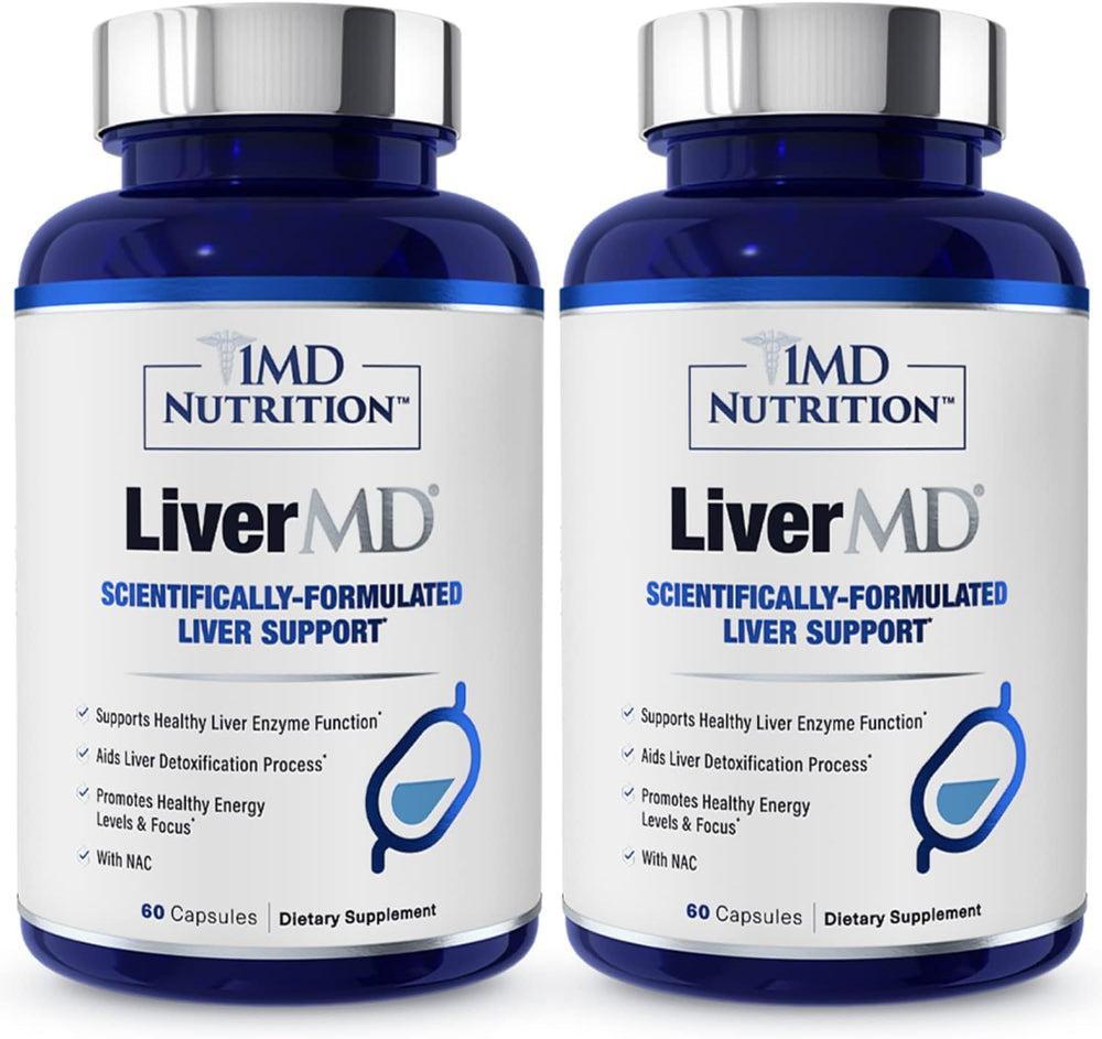 1MD LiverMD bottle with Siliphos Milk Thistle label