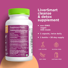 LiverSmart bottle back label with ingredients