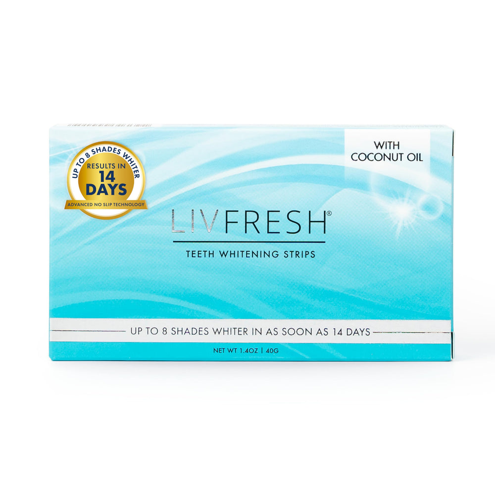 LIVFRESH Teeth Whitening Strips box and packaging