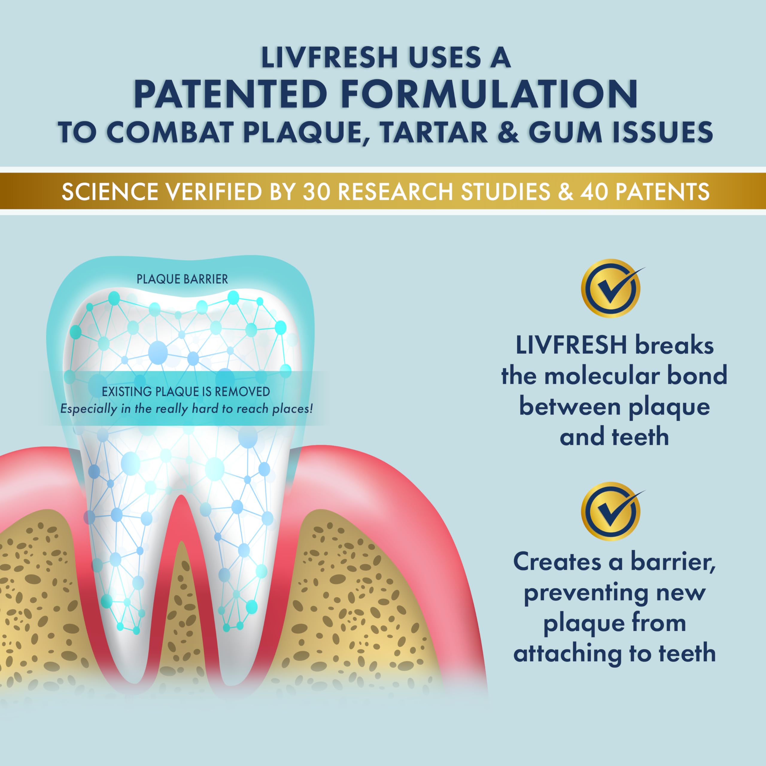 Close-up of LIVFRESH gel toothpaste on toothbrush
