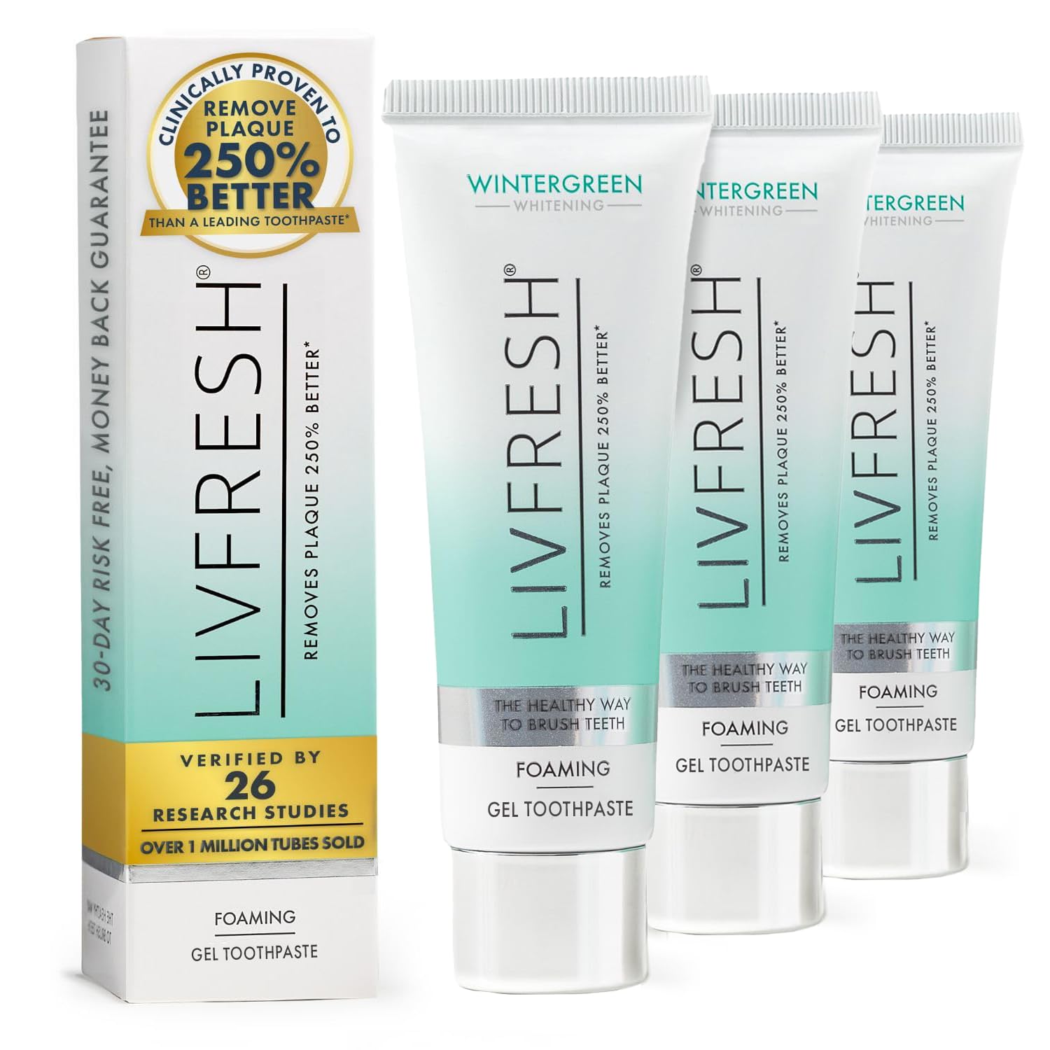 LIVFRESH Toothpaste Gel Wintergreen 3-Pack - front view