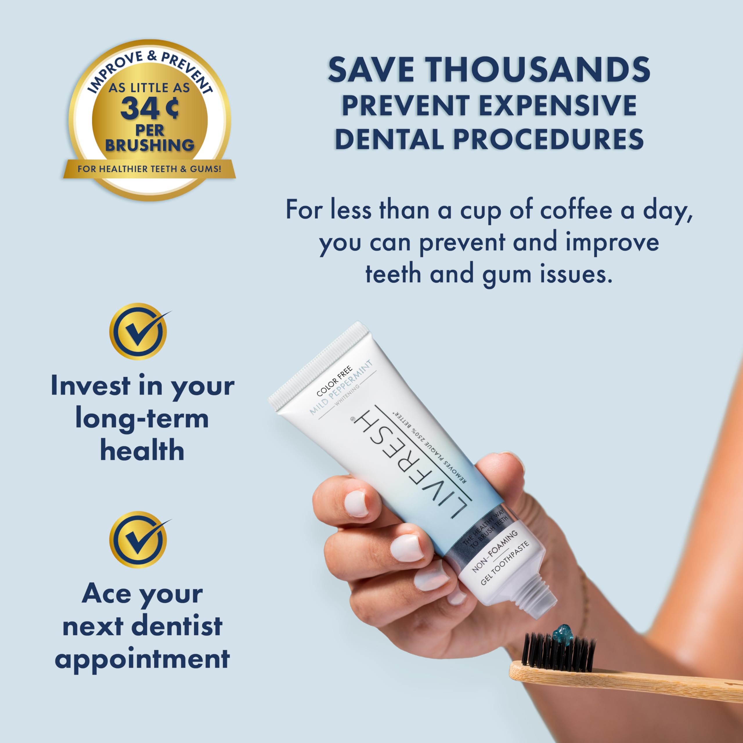 LIVFRESH gel interacting with gums for deep cleaning