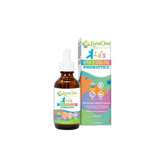 LiviaOne Daily Liquid Probiotics for Kids bottle on white background
