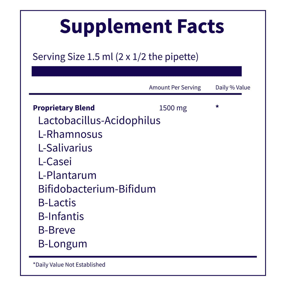 Child-friendly liquid probiotic dosing with a dropper