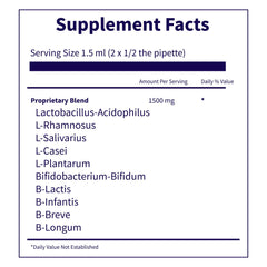 Child-friendly liquid probiotic dosing with a dropper