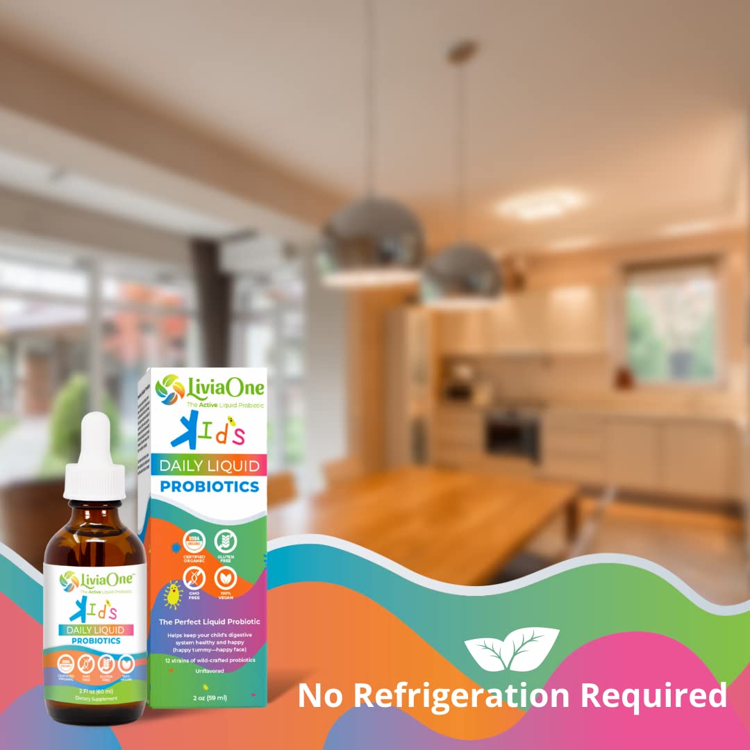 2 fl oz bottle of LiviaOne probiotics for immune support