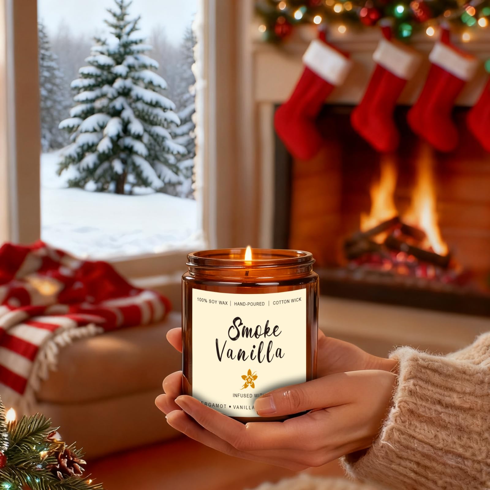 Living room decor with candlelight and warm ambience