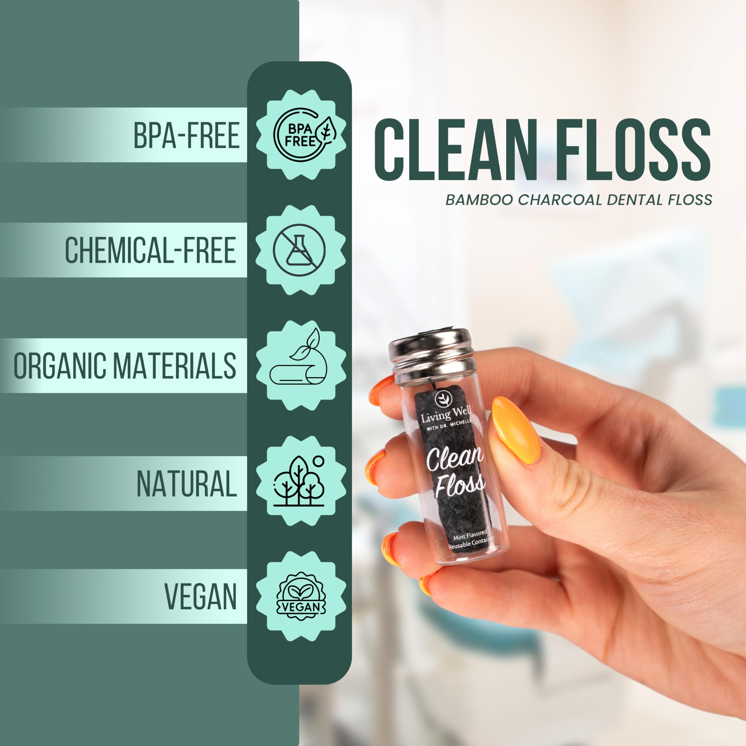 Eco-friendly packaging for Living Well bamboo floss