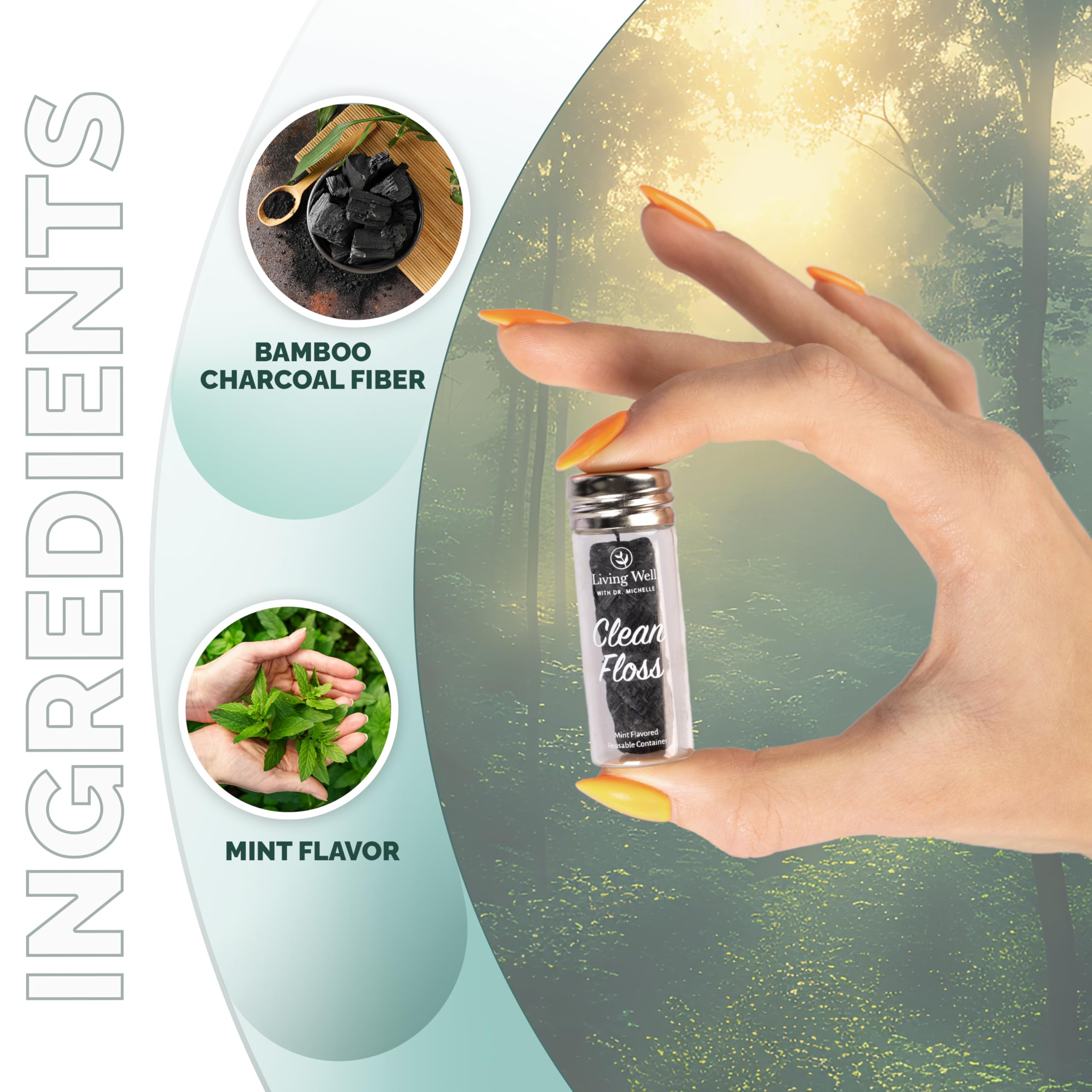 Vegan, PFAS-free bamboo charcoal floss