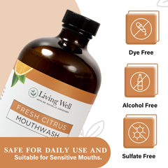 Packaging showing fluoride-free and alcohol-free formula