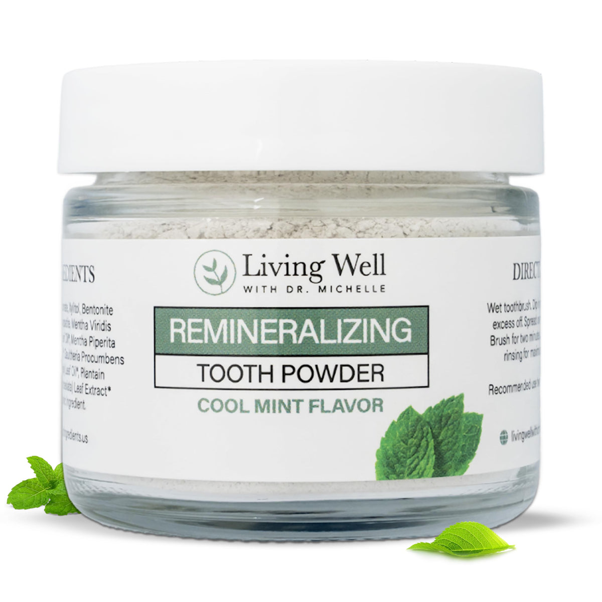 Living Well remineralizing tooth powder hero image featuring Dr. Michelle