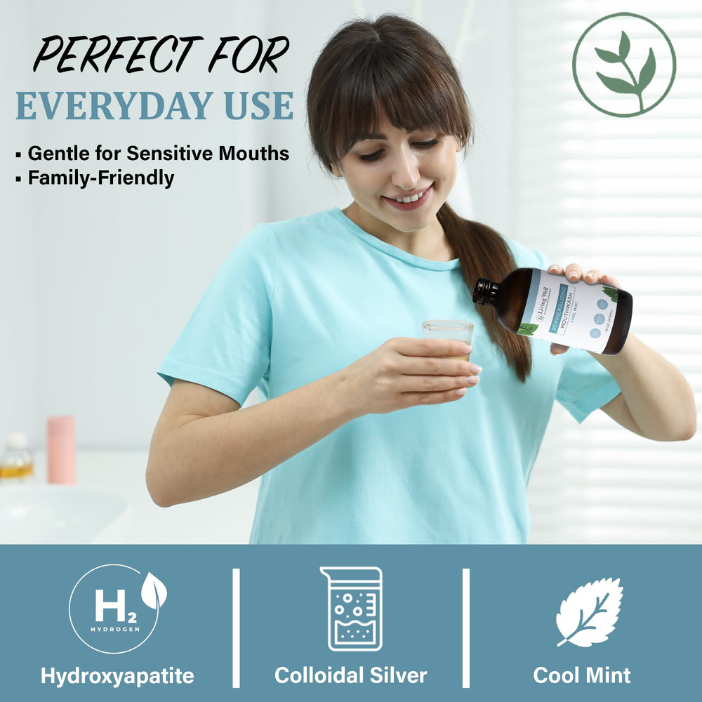 Smiling person after using mouthwash for refreshed breath