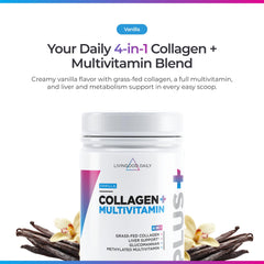 Livingood Daily collagen vanilla scoop for convenient daily serving.