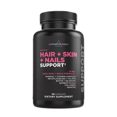 Livingood Daily Hair, Skin & Nails bottle and capsules