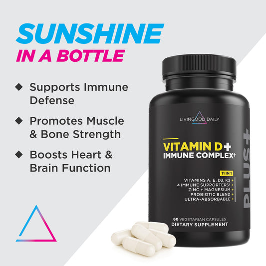 Close-up of ingredients vitamin D3, vitamin K2 and zinc