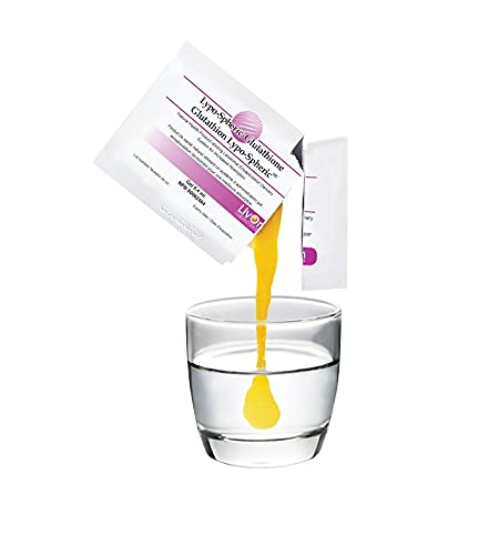 Glutathione packet being squeezed into water