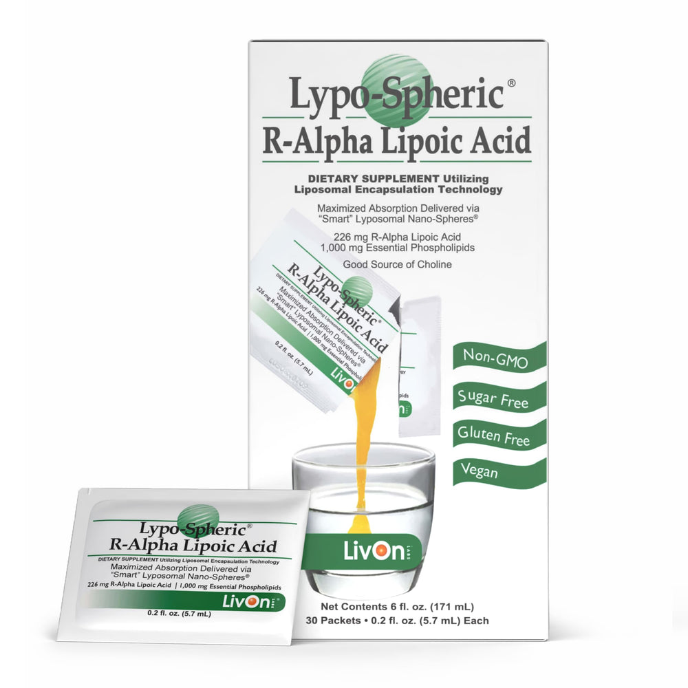 LivOn Lypo-Spheric R-Alpha Lipoic Acid 30-pack packets label