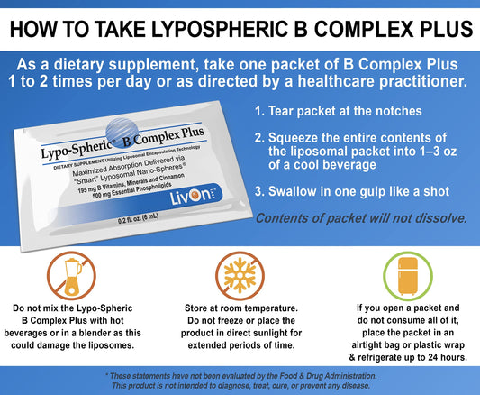 Two boxes of LivOn Lypo-Spheric B Complex Plus 30 packets each