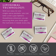 LivOn Glutathione packet being squeezed into water for quick intake.