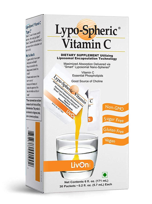 Front view of LivOn Lypo-Spheric Vitamin C 1000 mg pack