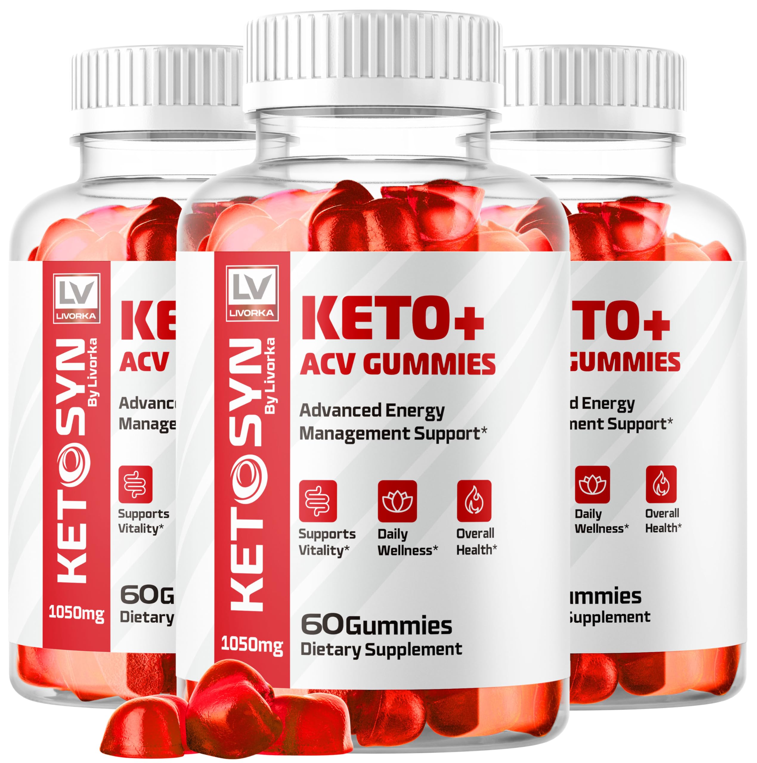 LIVORKA 3 Pack Ketosyn ACV Gummies packaging front